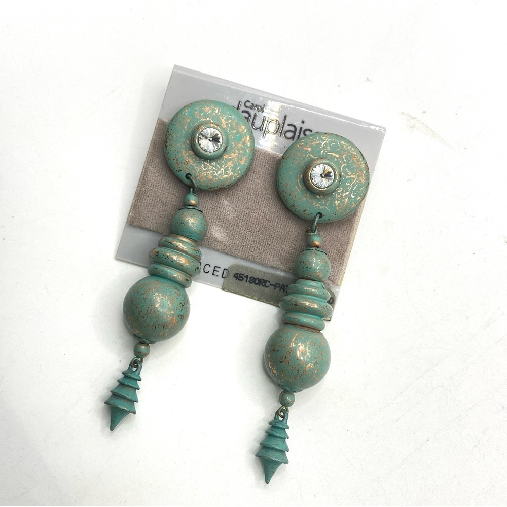 CAROL DAUPLAISE Chunky Long Earrings New On Card